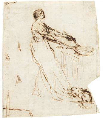 JEAN-FRANÇOIS MILLET (Gréville-Hague 1814-1875 Barbizon) Three drawings.